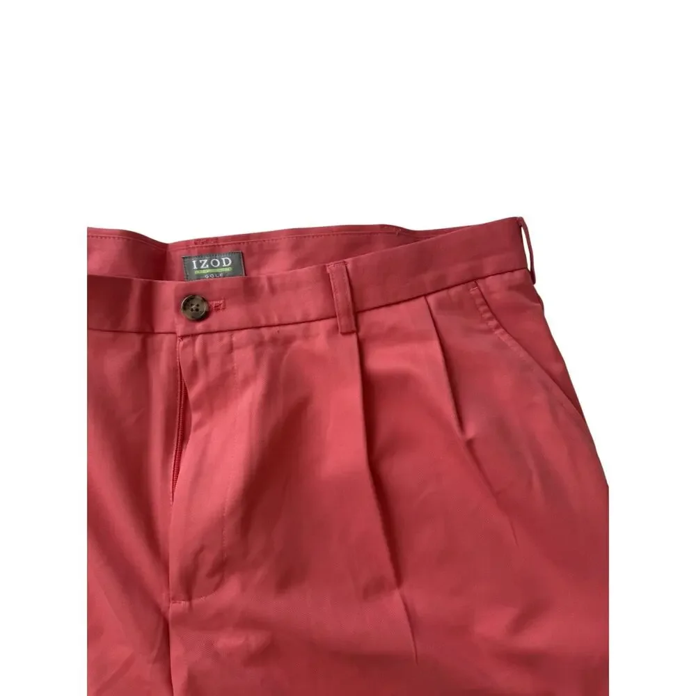 Vintage 90s Mens 38 Pleated Front Salmon Prep Old Money Golf Short Izod Pink